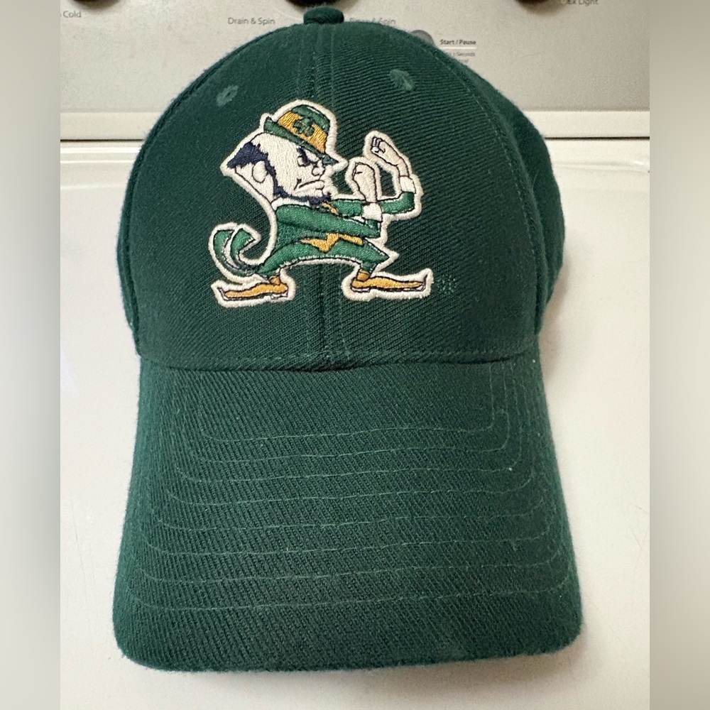 Notre Dame Green Baseball Cap with Embroidered Mascot size 7 3/8 wool/acrylic